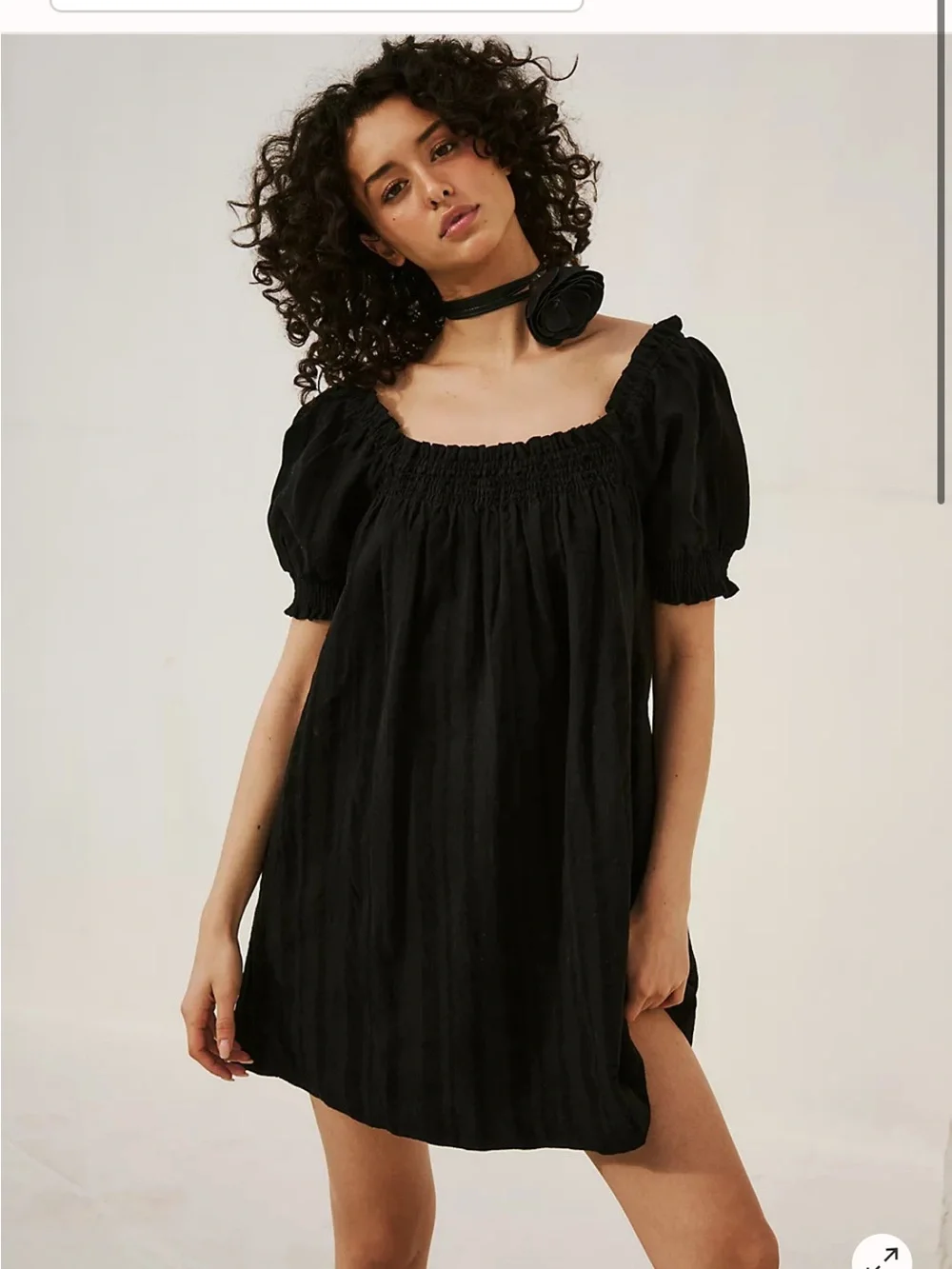 FREE PEOPLE• black cotton baby doll dress